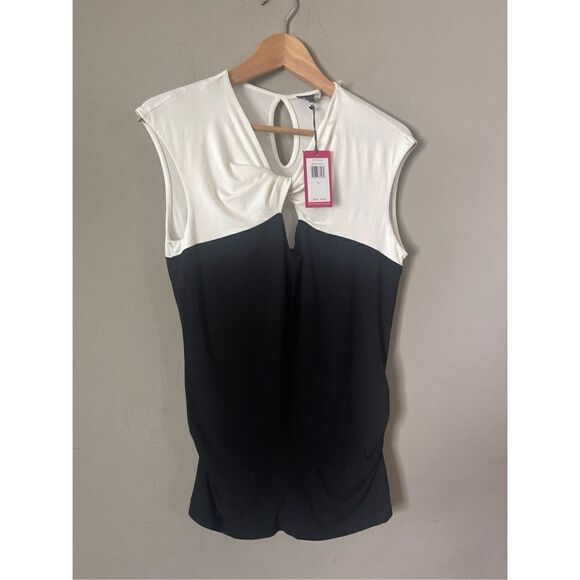 Vince Camuto Sleeveless Black White Classic Summer Top new Lg - Picture 3 of 6
